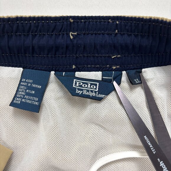 Vintage Polo Ralph Lauren Mens Swim Trunks Khaki Tan Sz XL Lined Nylon 4.5" - Picture 4 of 8
